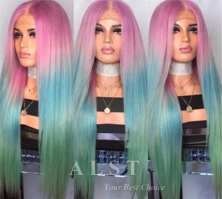 rainbow human hair wig