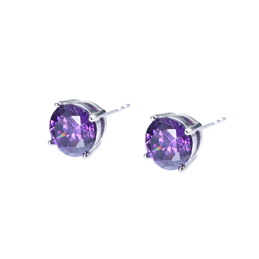 

97062 xuping 8mm simple single stone earring guangzhou ear stud, Rhodium color