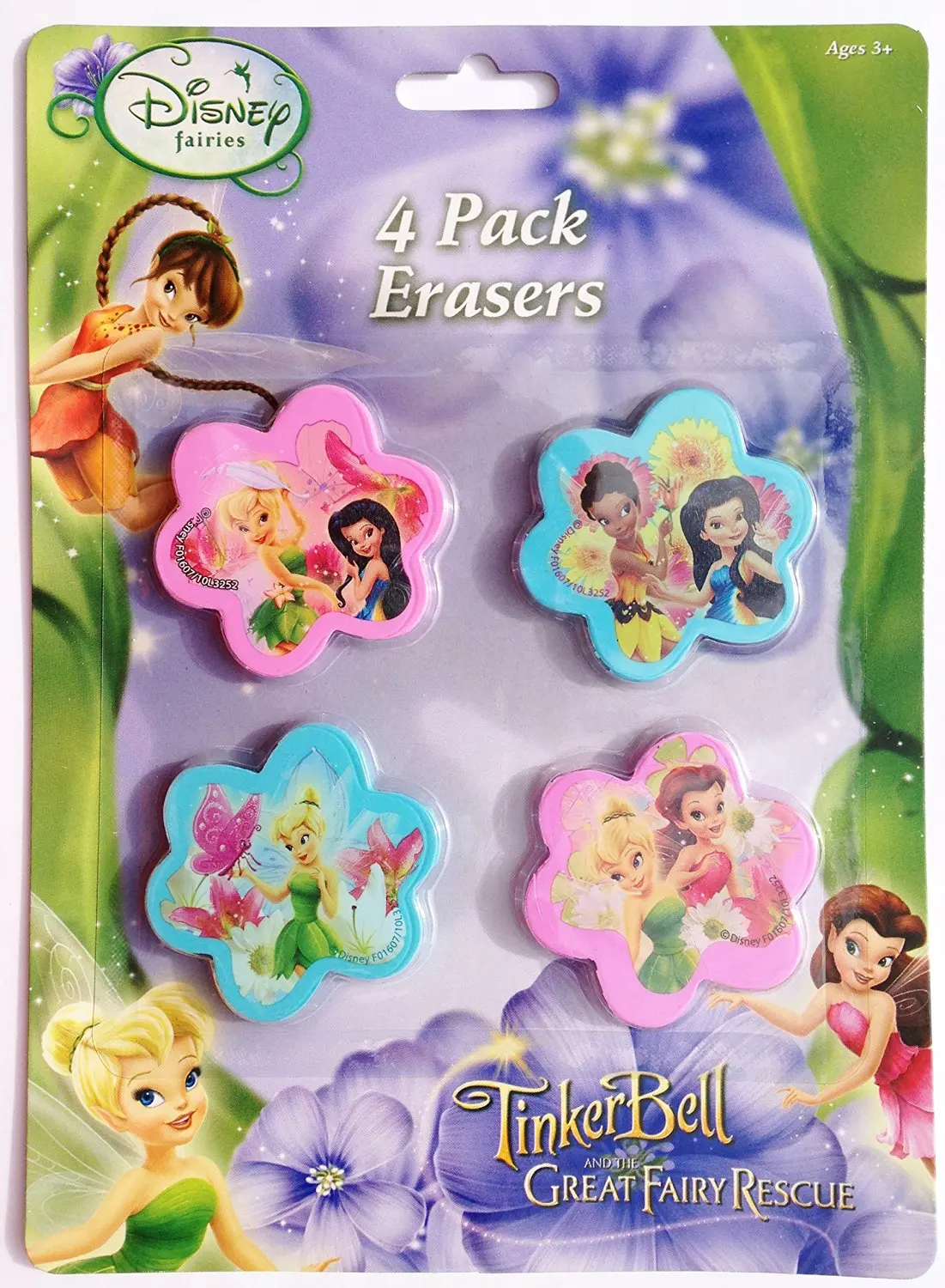 Disney Fairies Tinkerbell & the Great Family Rescue 2" Wide Erasers (Pack of 4)