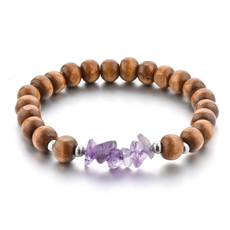 Wood 8mm Mala Beaded Bracelet Scented Cedar Beads Bracelet Faceted