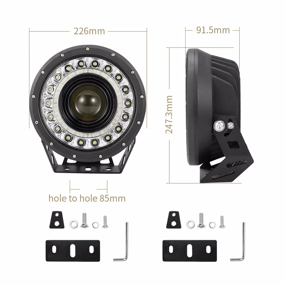 Australia Free Shipping Large Lens Ip68 12v 9 Inch Round Offroad Led