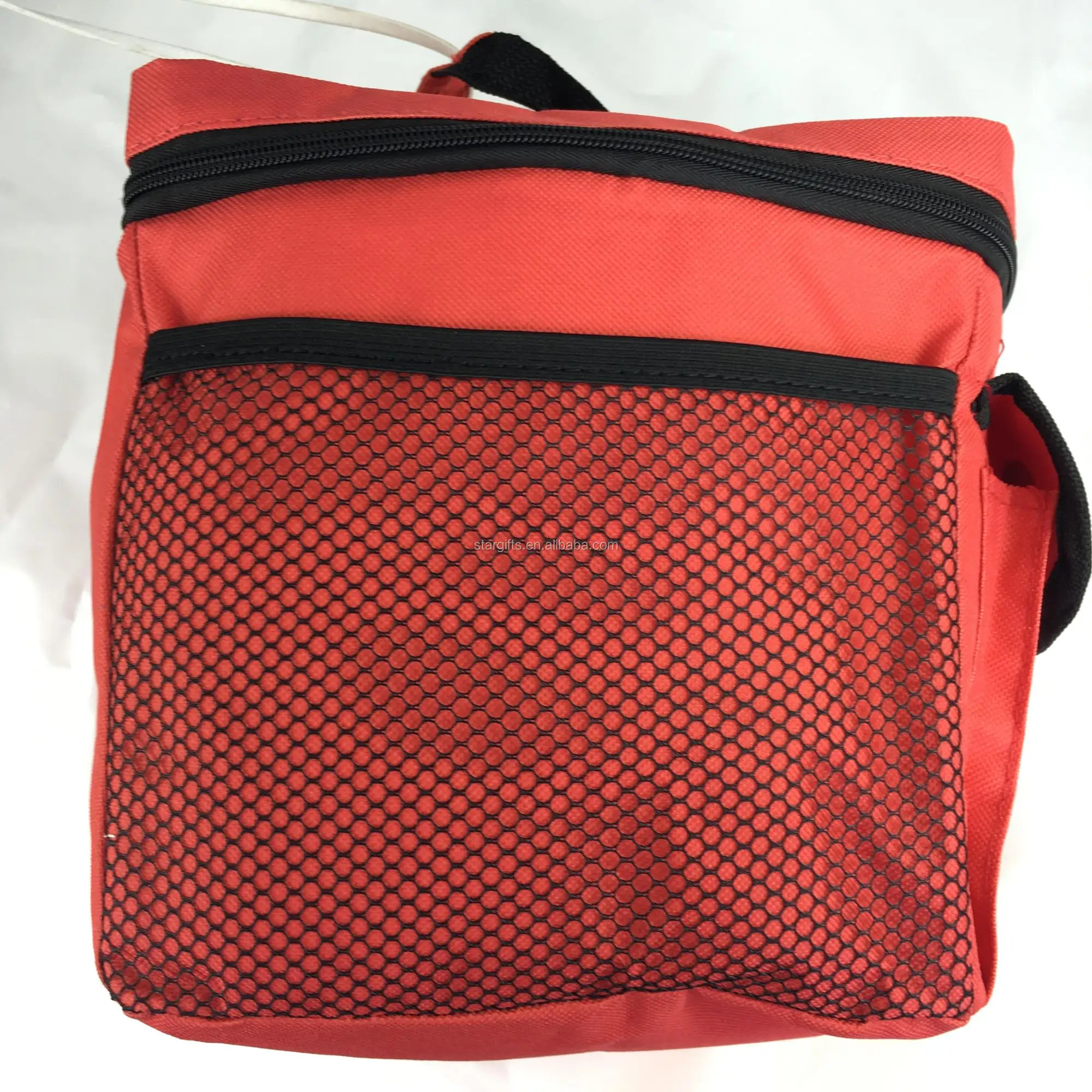 Cheap 210d Gym Thermal Peva Lining Insulated Lunch Bag With Mesh Bottle