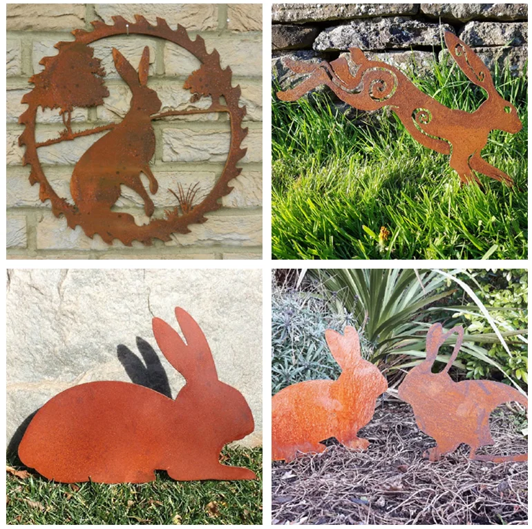 Garden Decoration Rusty Metal Rabbits Corten Steel Art - Buy Rusty ...