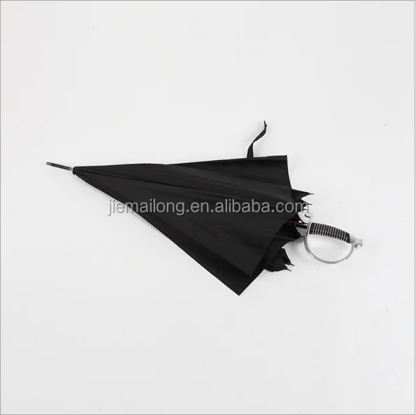 
Samurai sword umbrella black solid fabric 110cm fiber frame umbrella with long ancient hilt handle with shoulder girdle sleeve 