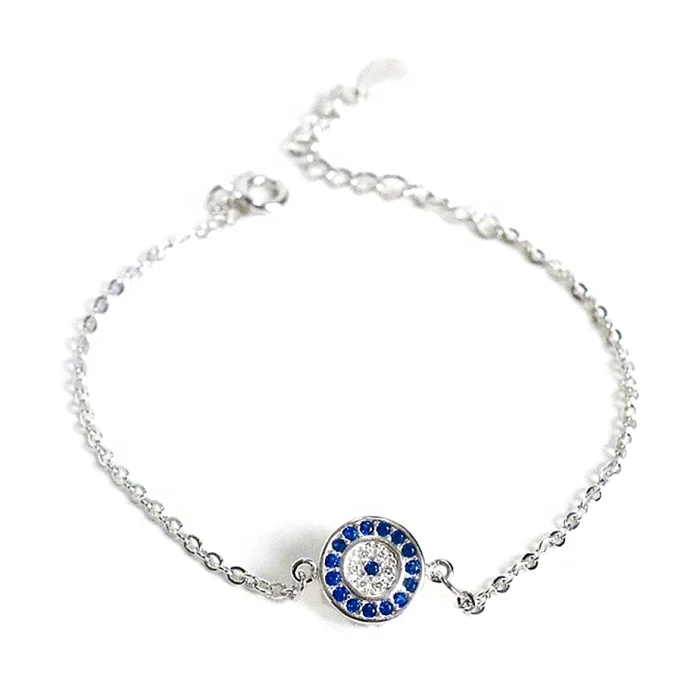 

Silver 925 cz blue eye charm bracelet women jewelry