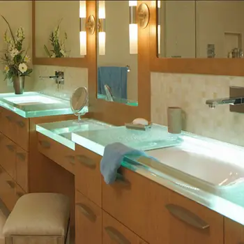 Solid Surface Lowes Glass Bathroom Countertops With Built In Sinks