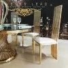 Golden&White Stainless Steel Exquisite Lacework VORAGE Dining Chair for Wedding Dining & Banquet from Events Lead Supplies