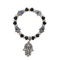 

Custom wholesale hamsa bead bracelets for women, charm evil eye bracelet, blue eye bracelet