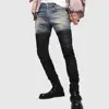 New Fashion Design OEM ODM Men Ripped Skinny Jeans Two Tone Slim Fit Trouser