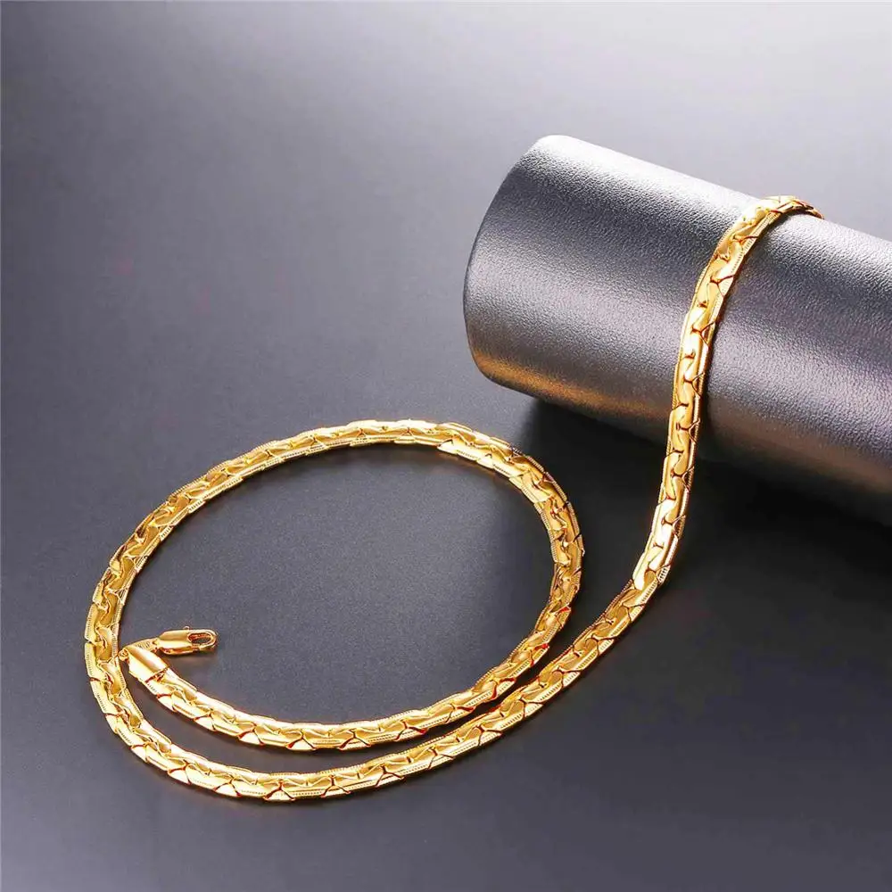 women men necklace jewelry metal snake golden chain gold plated