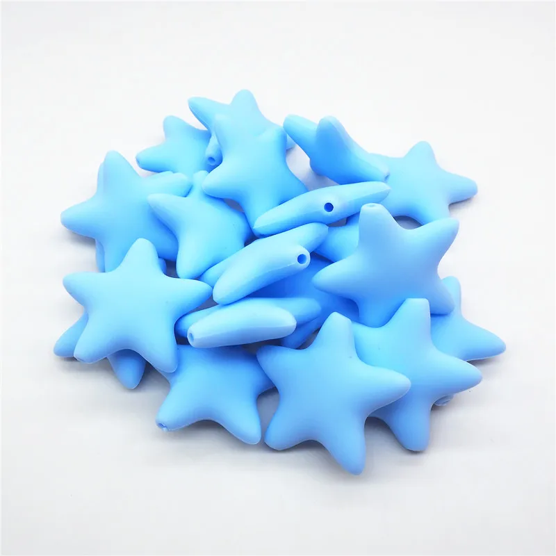
wholesale soft no toxic BPA Free 45mm silicone star beads 