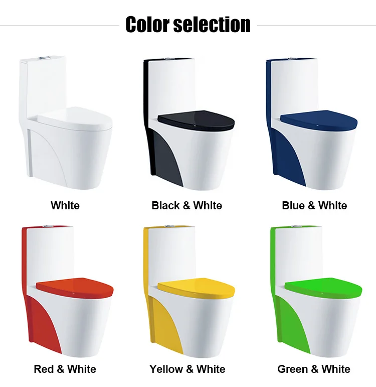 Colorful siphonic one piece black and white toilet