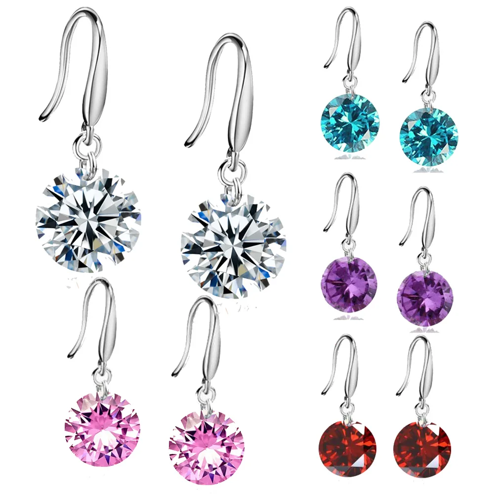 

Round zircon drop earring for women Simple earrings