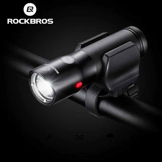 

ROCKBROS Bicycle Light Power Bank Waterproof USB Rechargeable Bike Light Side Warning Flashlight 700 Lumen 18650 2000mAh 5 Modes, Black