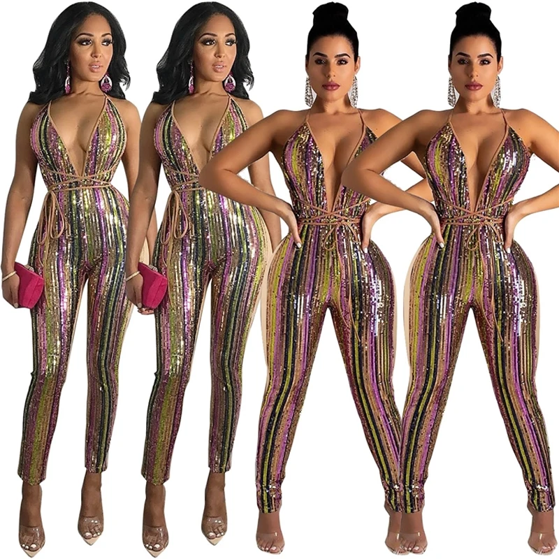 

2019 hot sale halter sexy jumpsuit for women, Photo shown