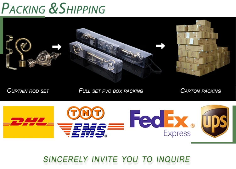 High quality fancy adjustable twisted end metal curtin rod