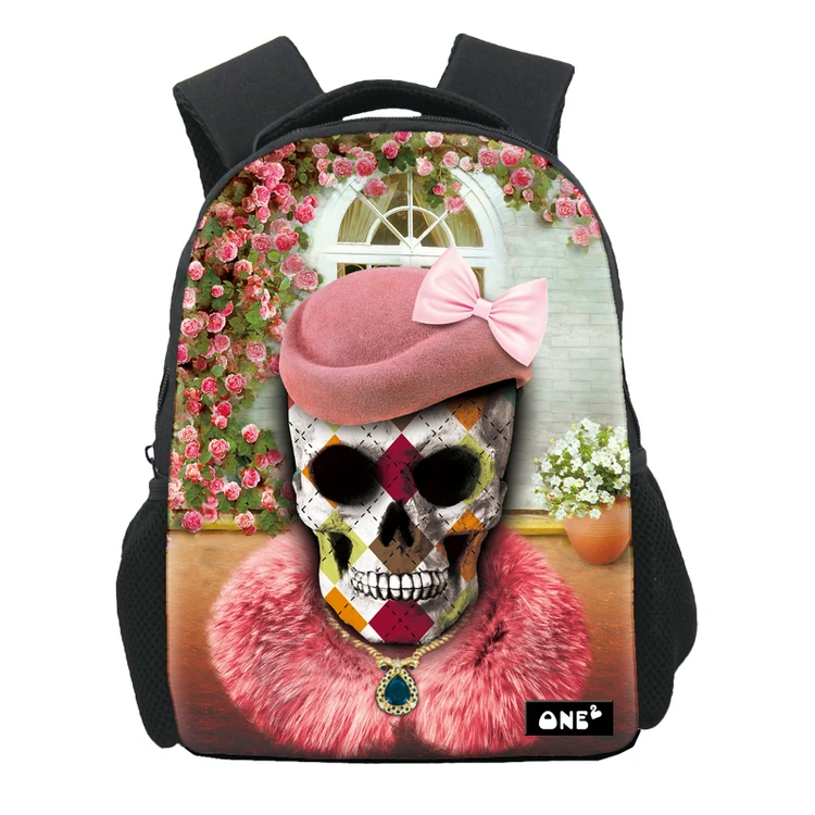 

ONE2 Design special skull queen pink school students bag backpack for school children kids, Customized