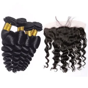Raw Indian 10A Cuticle Aligned Human Hair Bundle Deals With Lace Frontal
