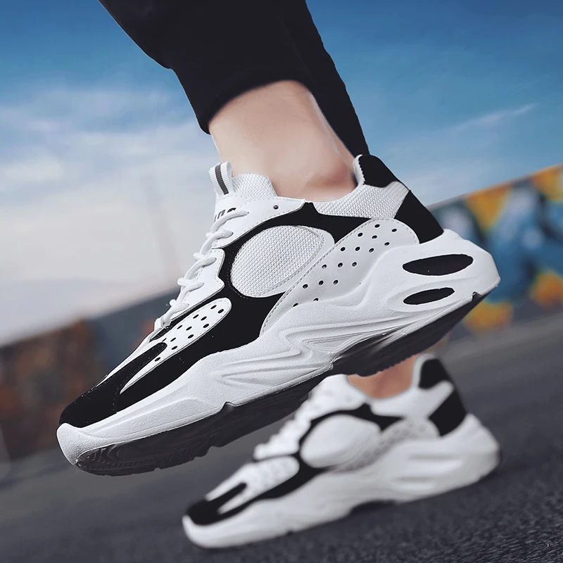 
mesh Breathable Men Shoes Causal Walking Running Sports Shoes Casual Yezzy Sneakers chunky sole 