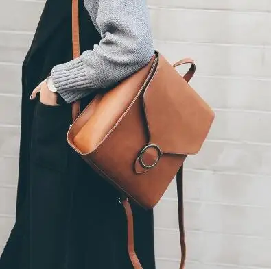 

High Quality PU Leather Retro Female Travel books Rucksack backpack school