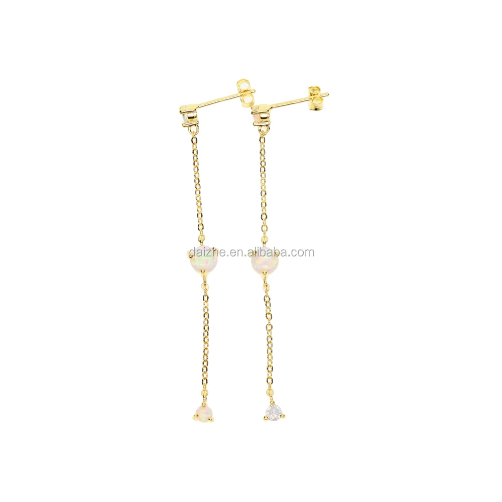 

China factory 2021 manufacture drop shipping stock gold chain delicate opal stone earring