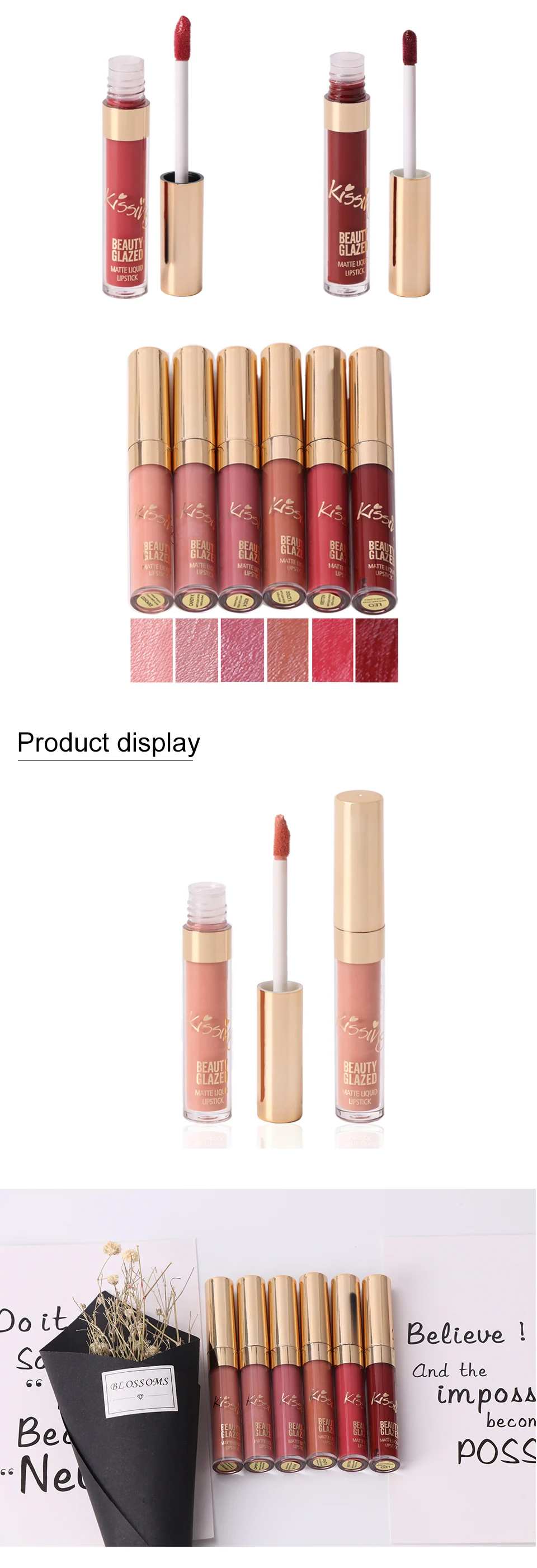 Beauty Glazed 6pcsset Liquid Matte Lipstick Easy To Wear Long Lasting