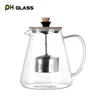 Transparent high temperature glass teapot with stainless steel inner liner