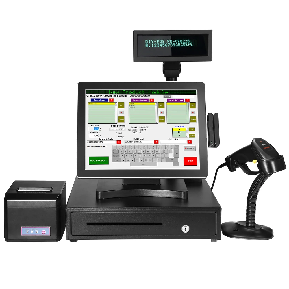 

12 15 17 Inch Point of Sale Pos Terminal/pos Displays/touch Screen Pos System Black for Business
