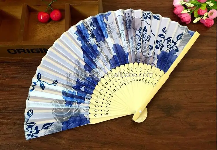Japanese Manual Hand Dance Flower Tassels Bamboo Pocket Folding Fan USPS 