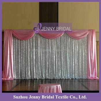 Bck067 Satin Valance Silver Shiny Sequin Wedding Backdrop Curtains Bck067 Satin Valance Silver Shiny Sequin Wedding Backdrop Curtains