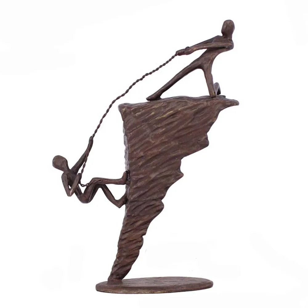 Metal antique bronze rock climbing statues