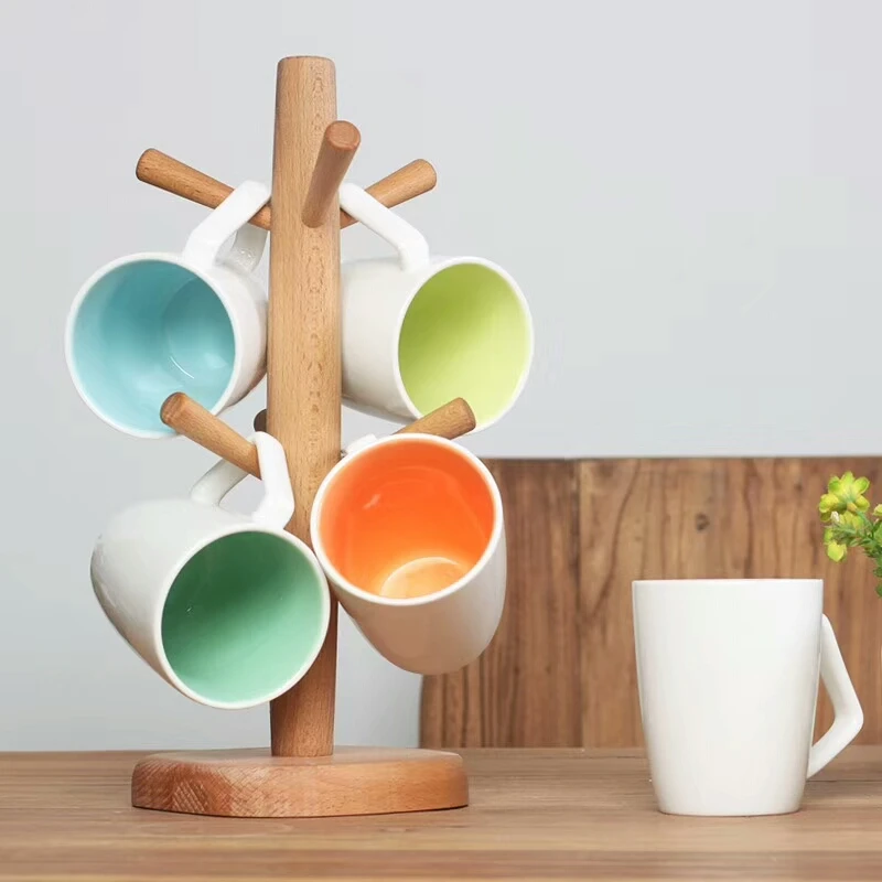 

Solid Color Glazed Logo Decal Printed Ceramic Coffee Mugs sets 6pcs/set