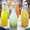 Colorful glasses 250ml, 500ml, 1000ml juice bottle square glass bottle swing top with handle dropper