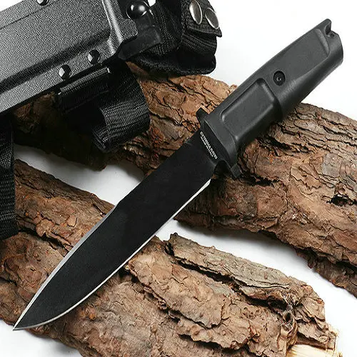 

Rubber Handle Fixed Blade Knife 5CR13MOV Stainless STeel Knives 577HRC Black Titanium Surface Jungle Tool 2806