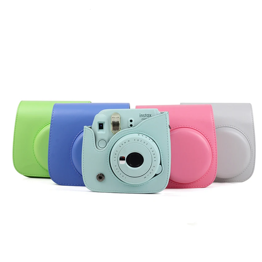 

Wholesale PU leather bag instant camera bag for fujifilm instax mini 9, Ice blue smoky white flamingo pink lime green cobalt blue