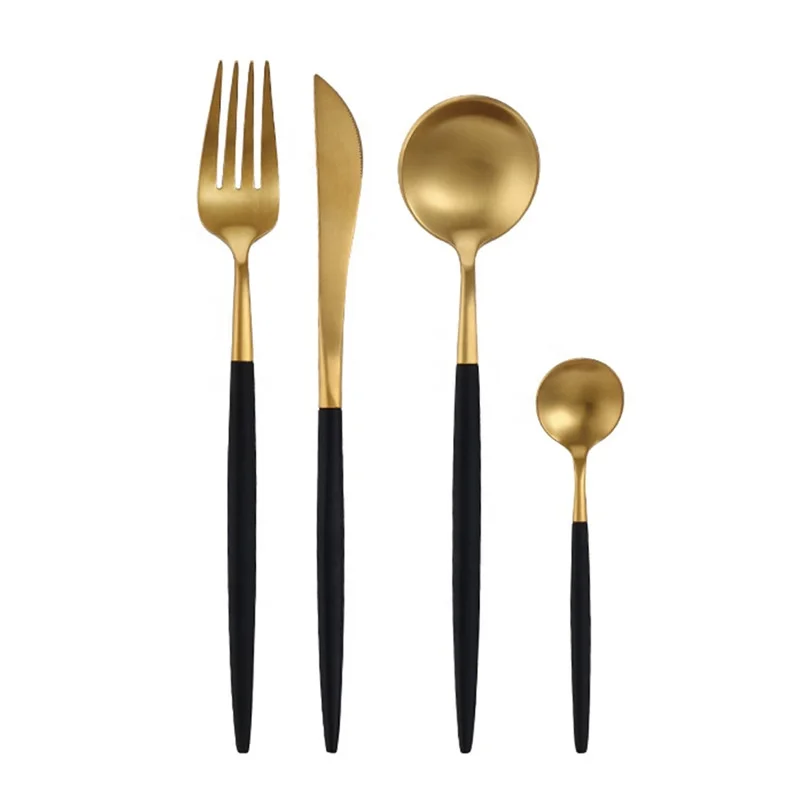 

2019 fashion new design flatware set stainless steel cutlery wholesale, Golden
