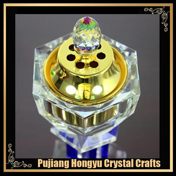 New Design Oud Crystal Glass Candle Holder Incense Oil Burner Lighter