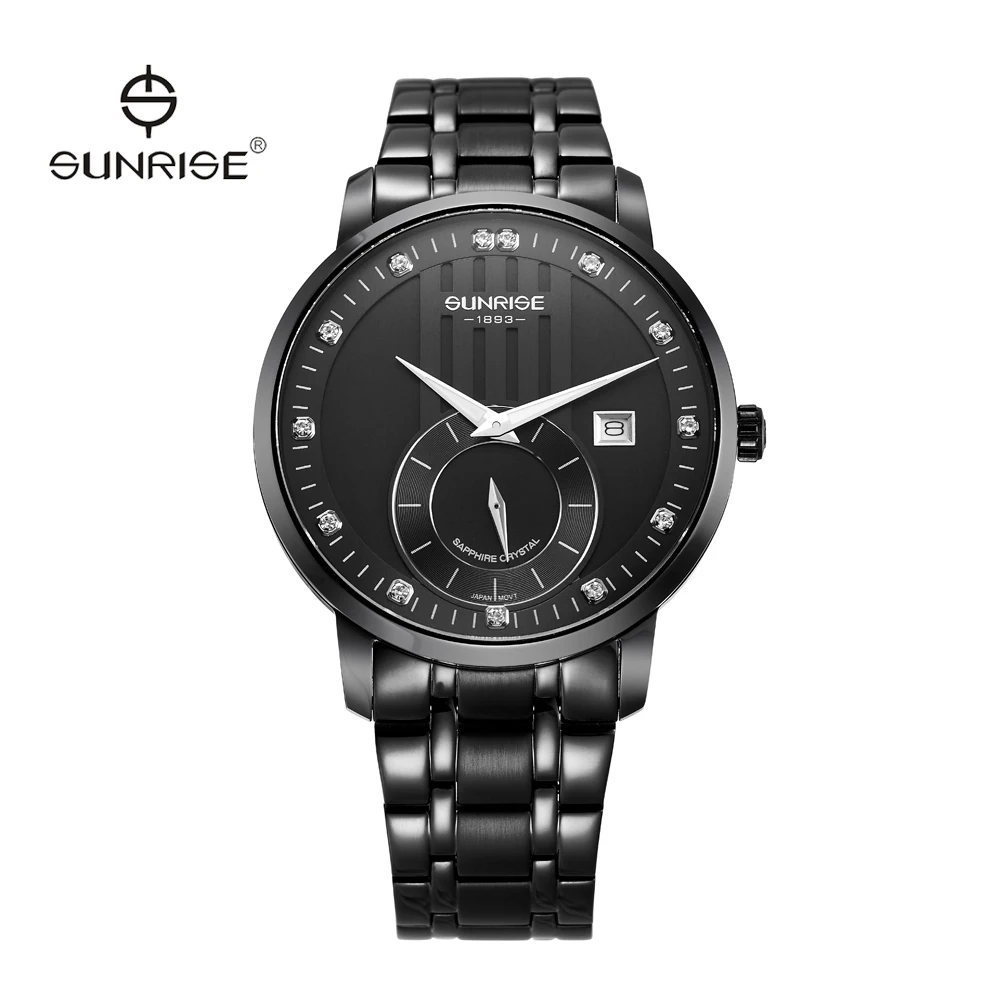 

IP black plating watches men wrist stainless steel bracelet watch for man