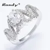 18k White Gold Plated Unity Diamond Oval Zircon Wedding Rings