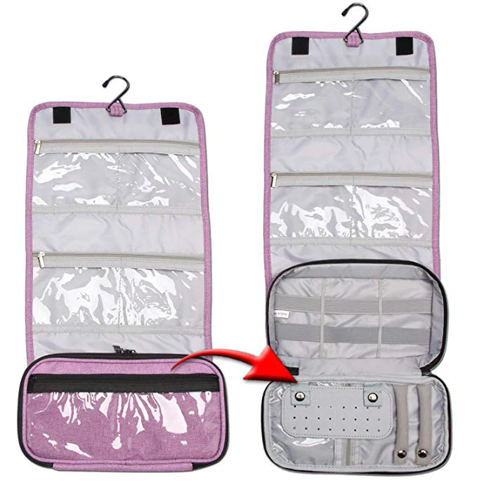 Portable Lady Jewelry Roll Bag Hanging Travel Jewelry Organizer Case