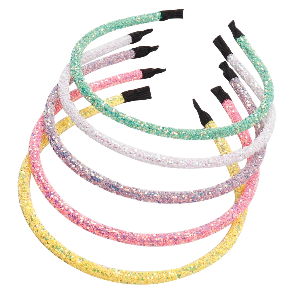 

Korean Fashion Shiny Solid Candy Color Chunky Glitter Hairbands for Girls