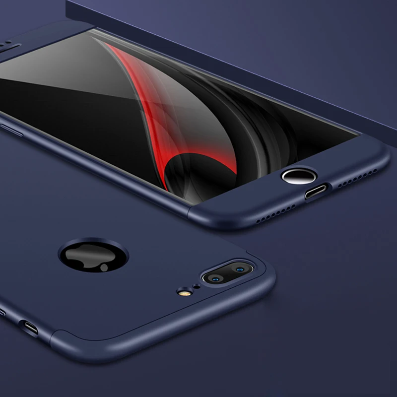 2018 hot sell 360 cover Removable 3in1 Hard PC Shield Back Cover Case for iPhone 7 Plus phone cases