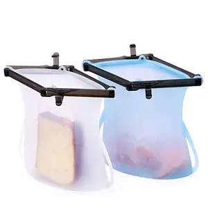 Image of silicone material leakproof reusable sandwich food storage bags