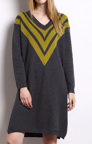 

EY0780S Women jacquard pullover sweater dress 2016 knit