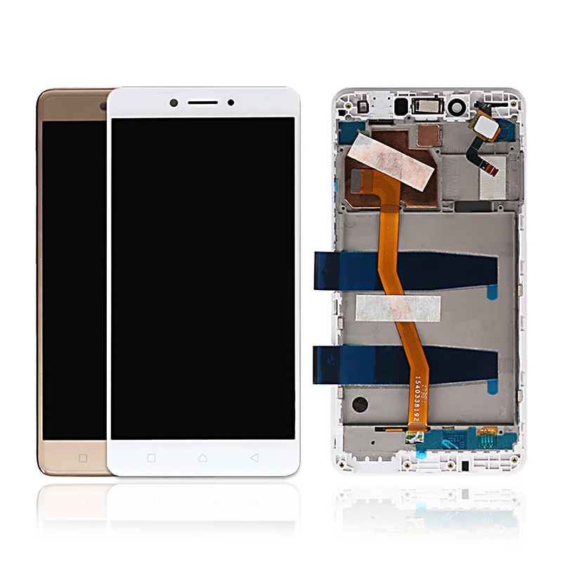 

5.5'' For Lenovo K6 Note LCD Display Digitizer Touch Panel Screen with Frame Assembly for Lenovo K53a48 LCD Screen, White gold