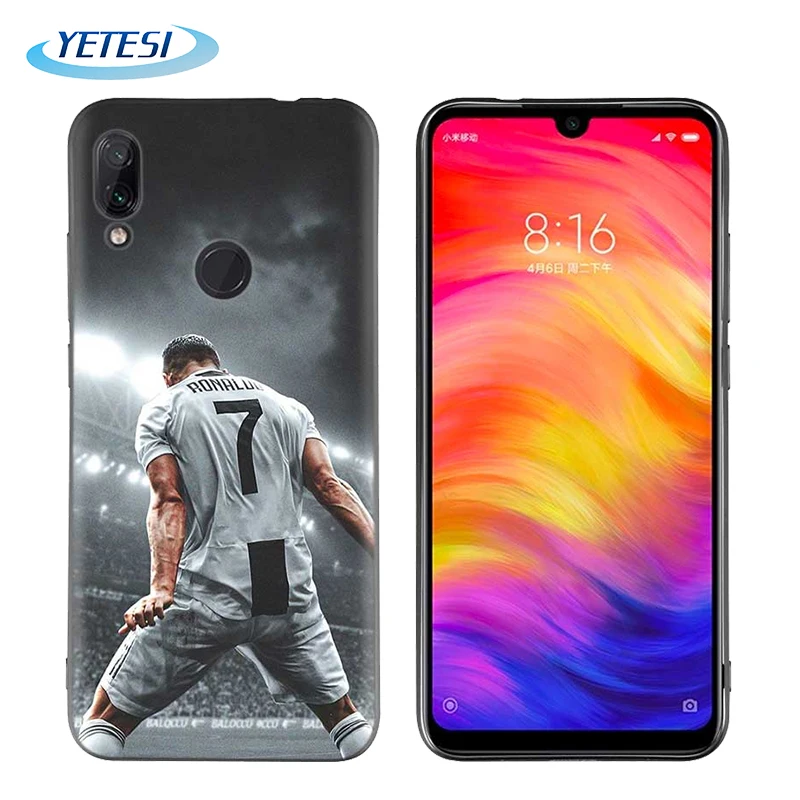 

Hot sale liquid Silicone cell phone case for Redmi Note6 Soft TPU back cover with Cristiano Ronaldo, Black