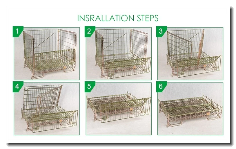 whole sale price foldable collapsible steel storage cage wire mesh container