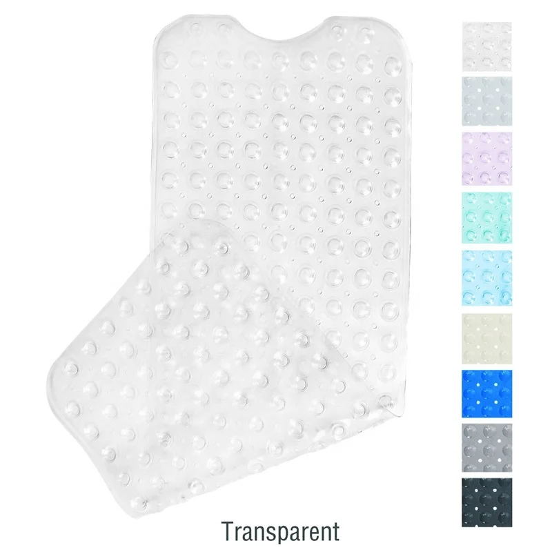 QJMAX Custom Bathroom And Hotel With Suction Cup Anti-slip Long PVC Plastic Bath Mat