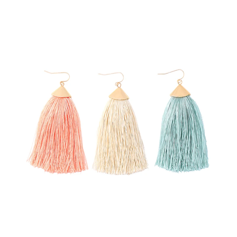 

ed01003b Fashion Colorful Thread Chunky Tassel Boho Earrings Jewelry