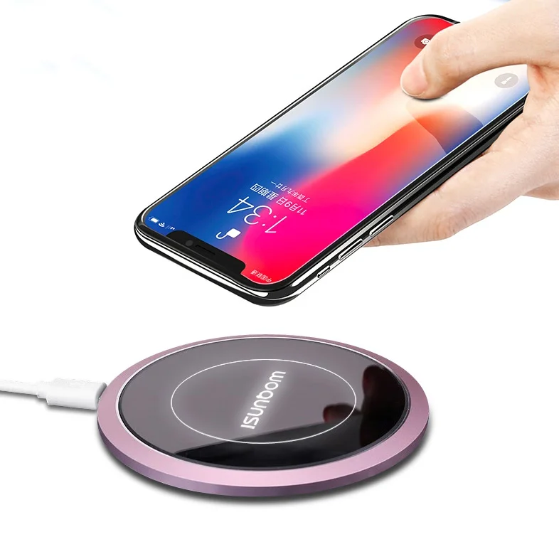 

2019 new design patent products QI 10W fast charging pad wireless cell phone charger for iphone8, Black